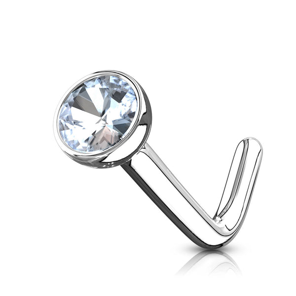 Round Bezel Crystal Nose Stud