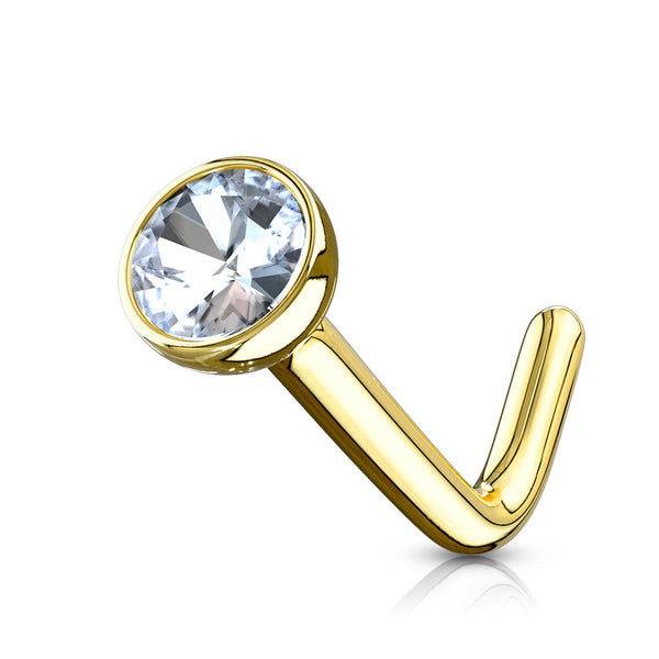 Round Bezel Crystal Nose Stud