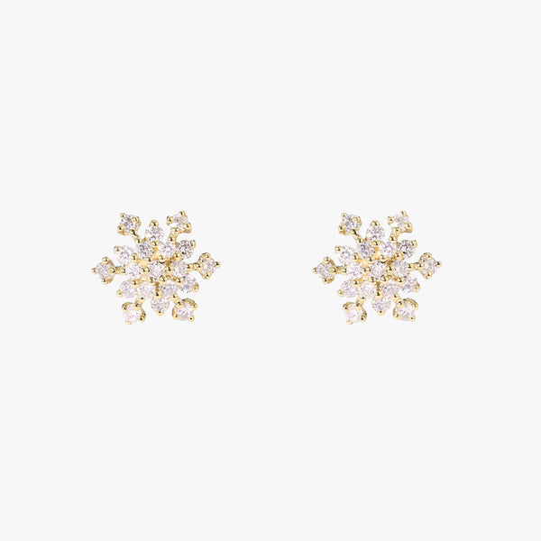 Gold Diamond Snowflake Studs