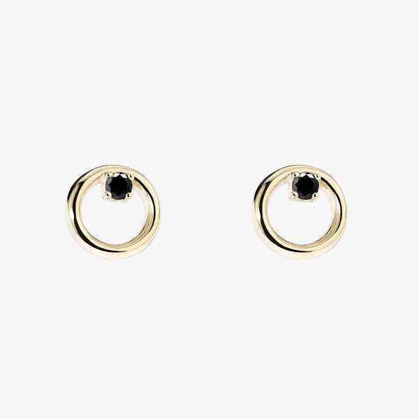 Black Diamond Circle Studs