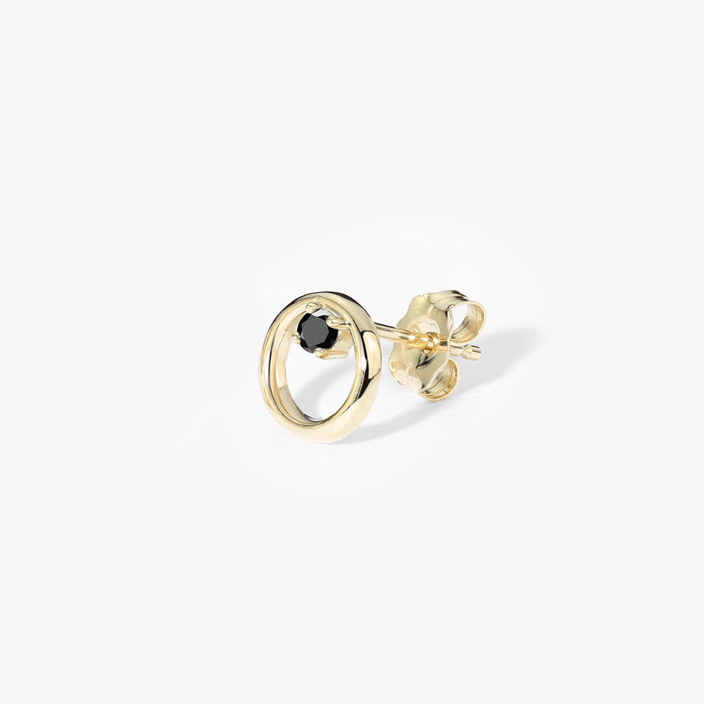 Single Black Diamond Circle Stud