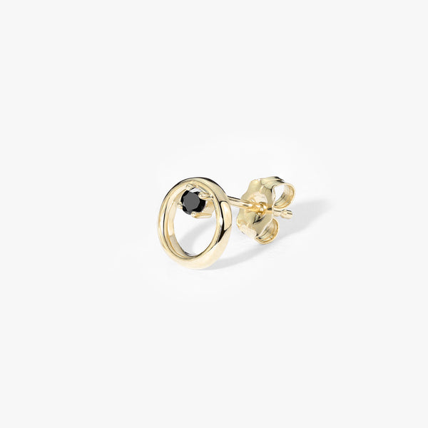 Single Black Diamond Circle Stud