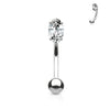 Oval Crystal Eyebrow Ring