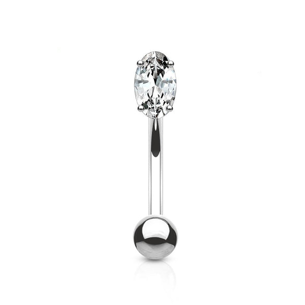 Oval Crystal Eyebrow Ring