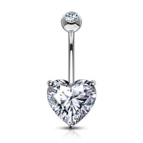 Heart Crystal Belly Ring