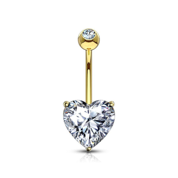 Heart Crystal Belly Ring