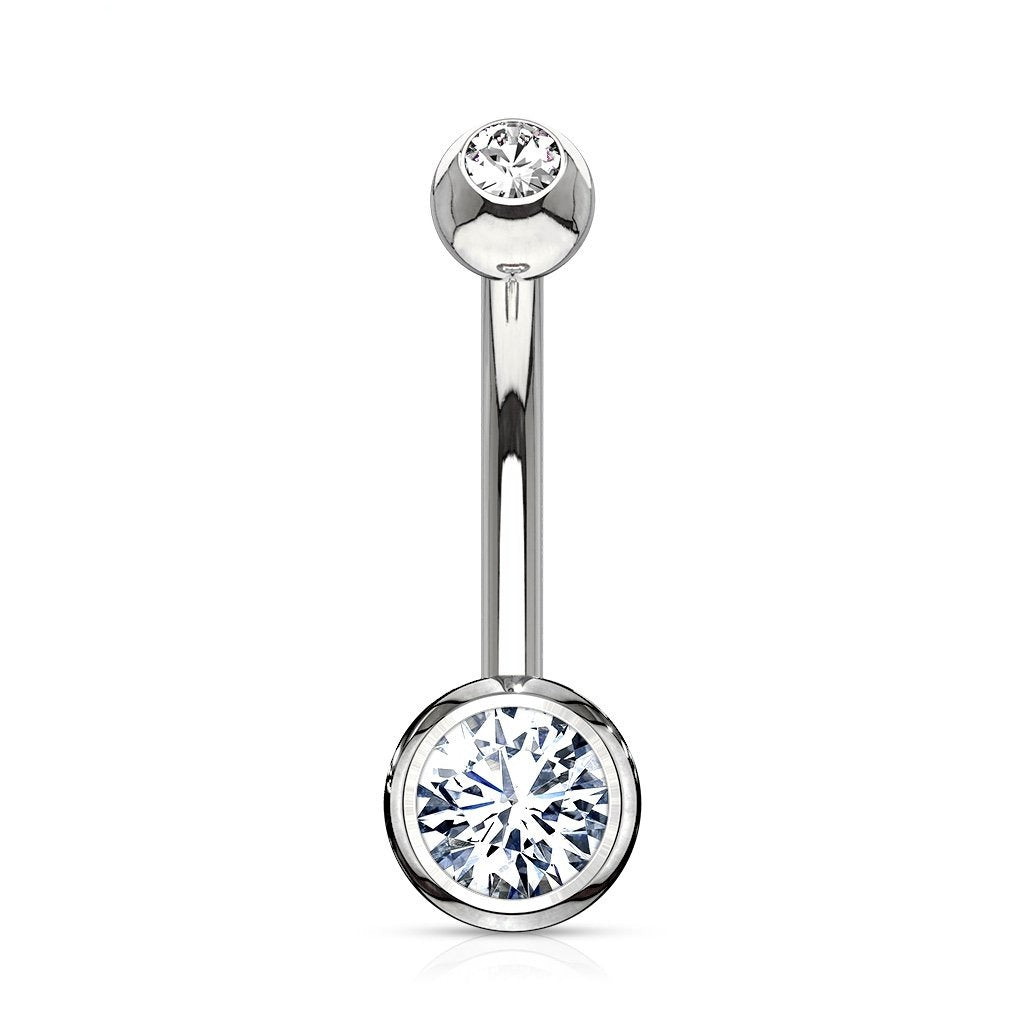 Double Crystal Belly Ring