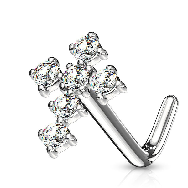 Cross Crystal Nose Stud