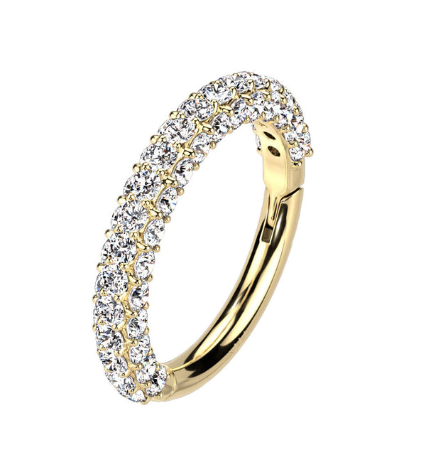 14K Yellow Gold Hinged Segment Ring With CZ